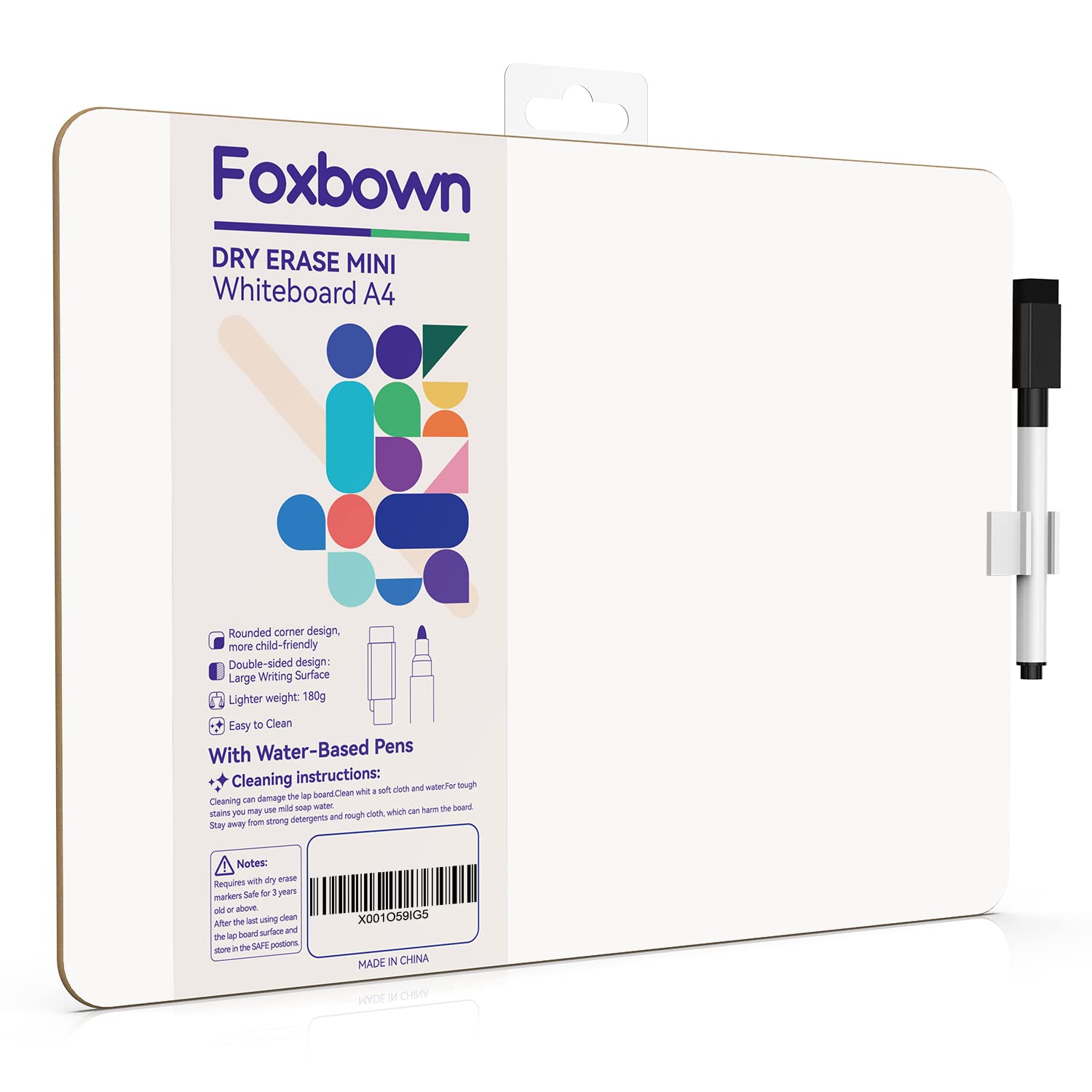 Dry Erase A4 Whiteboard, 30 * 22cm Double Sided Small Lapboard with Water-Based Marker, Reusable Mini Drawing Writing Board Portable for Kid Student at Home Office School