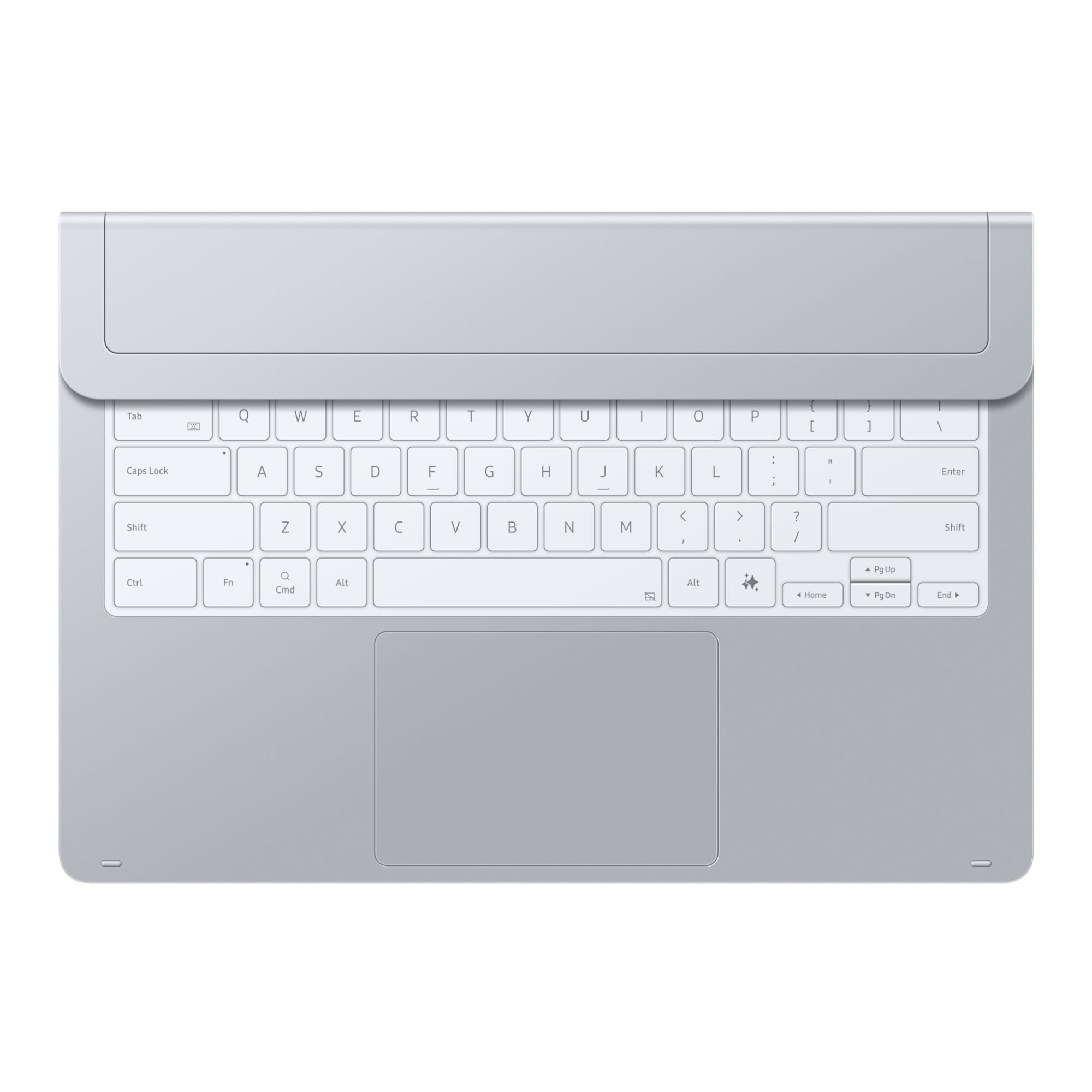Samsung Pro Keyboard EF-DX935 do Galaxy Tab S11 Ultra z klawiaturą QWERTZ, dużym gładzikiem, przyciskiem AI i przyciskami funkcyjnymi, smukła aluminiowa konstrukcja, srebrna