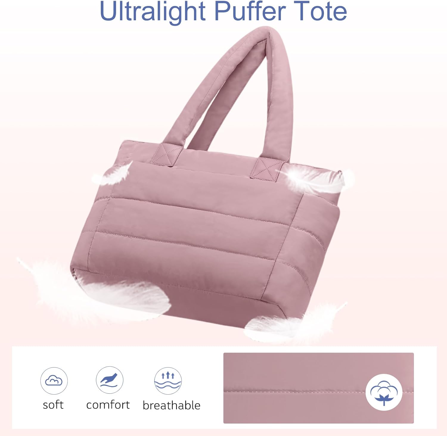 Tote Bag for Women Puffer Tote Bag Large Nurse Bags Shoulder Handbag with Zipper for Work Travel - Image 7