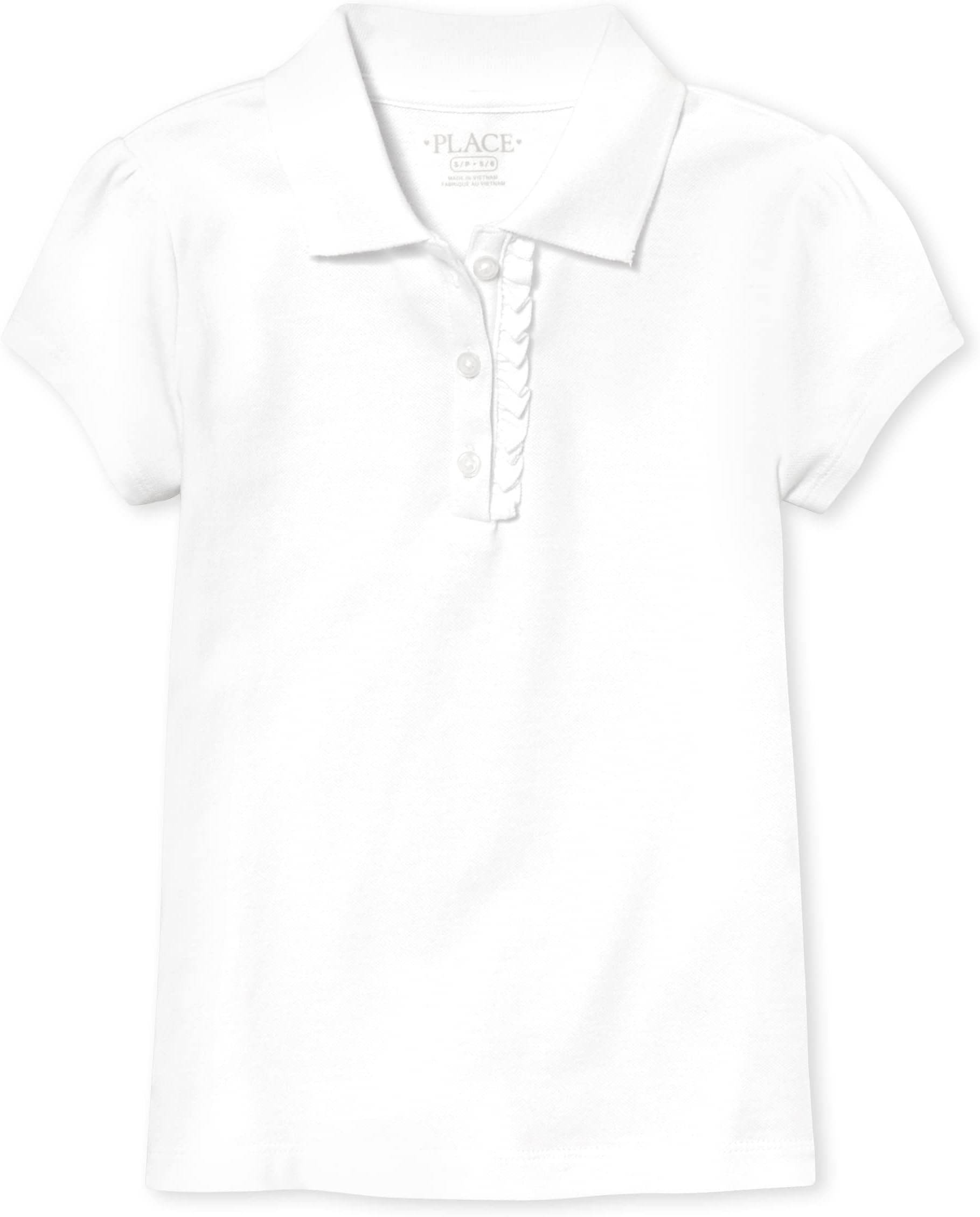 The Children's Place Girl's Short Sleeve Ruffle Pique Polo Shirt