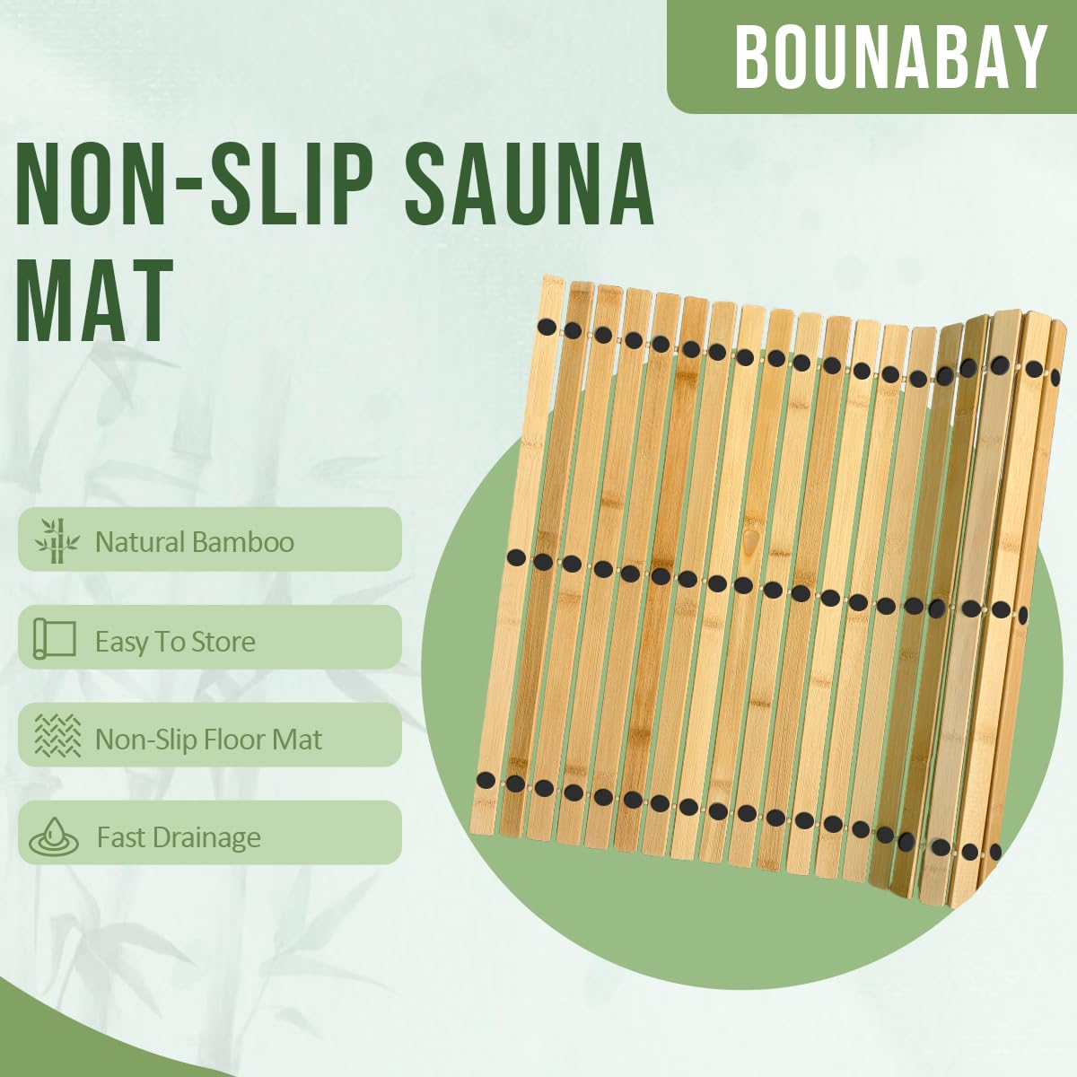 Tappetino da bagno in legno, antiscivolo, per bagno, doccia, spa, sauna, 80 x 50 cm