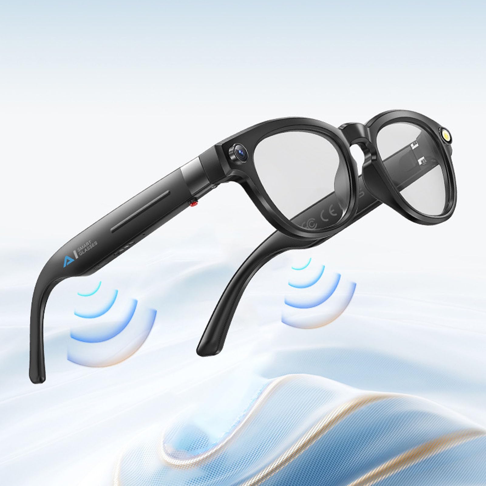 Occhiali Intelligenti con Intelligenza Artificiale, Traduttore AI, Fotocamera da 8 MP, Registrazione Video 4K, Doppi Altoparlanti Stereo, Batteria da 290 mAh con Microfono con
