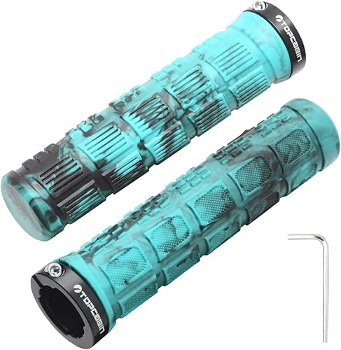 Vista 18 de Puños de manillar de bicicleta de doble bloqueo - Puños cómodos de goma para bicicleta de montaña BMX (Enchufe de bloqueo de aluminio+empuñaduras)