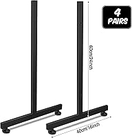 Vista 3 de Fumete 4 pares de patas de rejilla de alambre, base en T, tubo rectangular, soporte de pared de alambre, base de panel de rejilla, accesorios