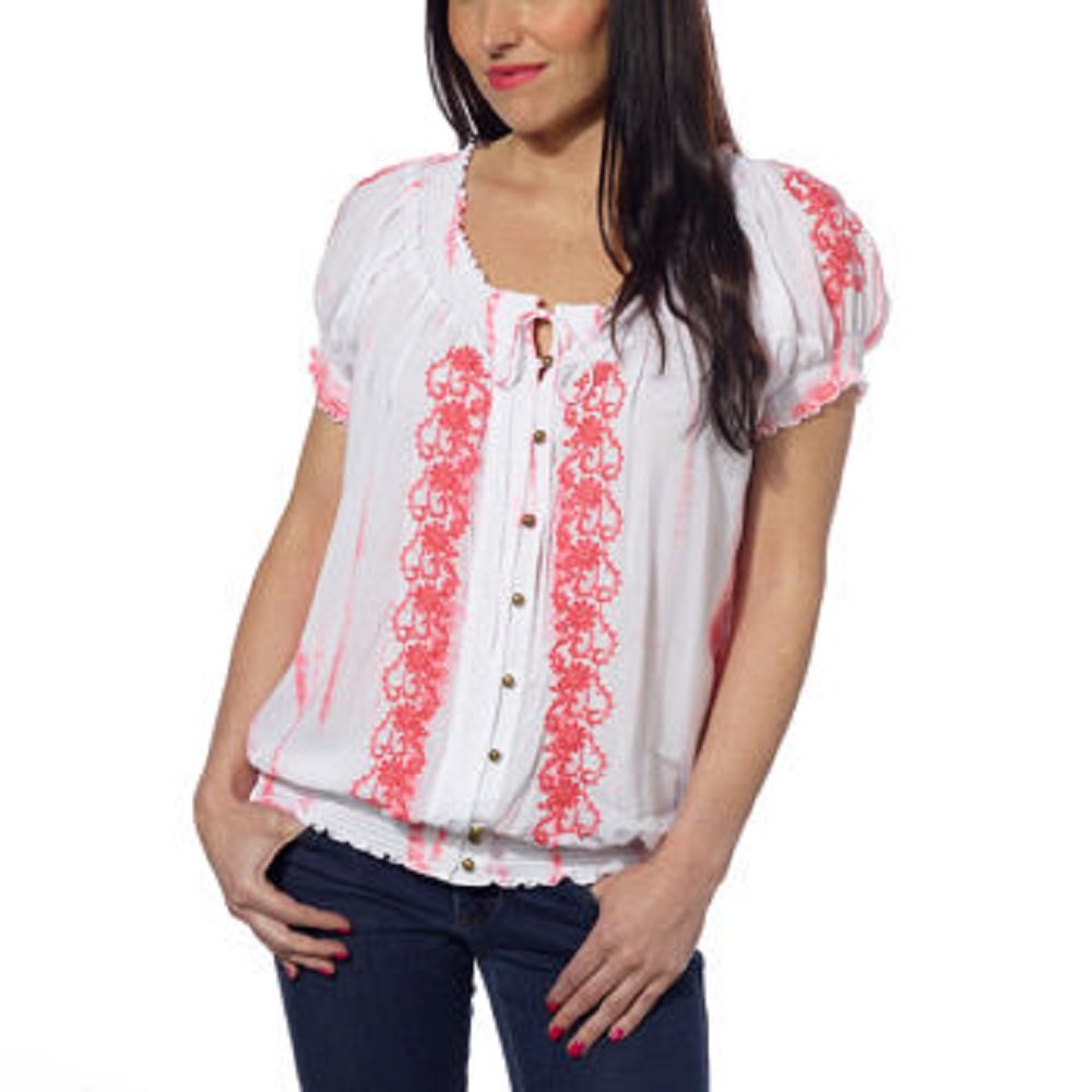 women's short sleeve peasant tops