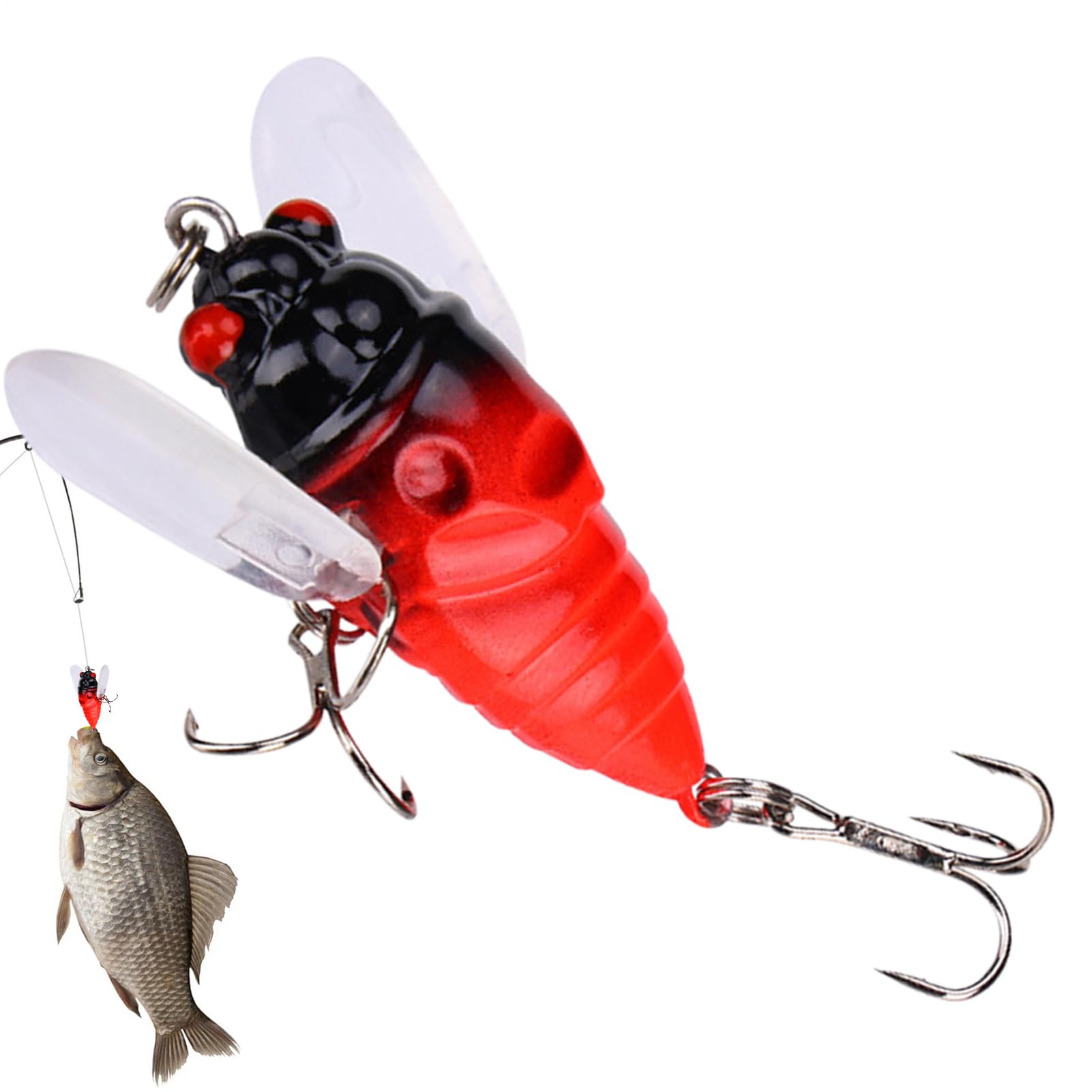 Cigada simulando esche di pesce,falsa esca cicala, affrontare un gancio forte attraente con il suono, accessori per attrezzatura da pesca, esche di pesce basso per gli uomini, all'aperto, acqua s