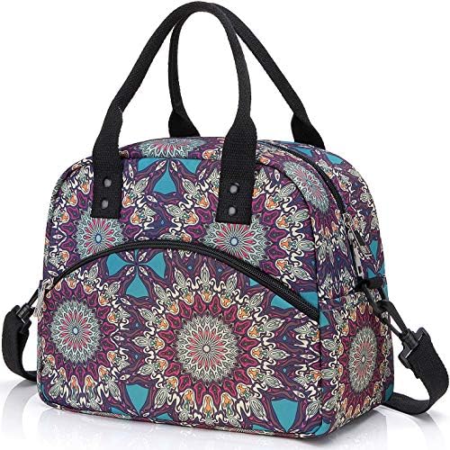 Insulated Lunch Box Bag with Detachable Shoulder Strap & Carry Handle,Leak Proof Reusable Lunch bag, Eco-friendly Cooler Bag,School Lunch Box for Kids,Men,Women (Bohemians)