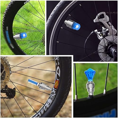 Miniatura 3 de 12 luces LED de tapa de válvula de rueda de neumático para automóvil, bicicleta, motor de rueda (azul)