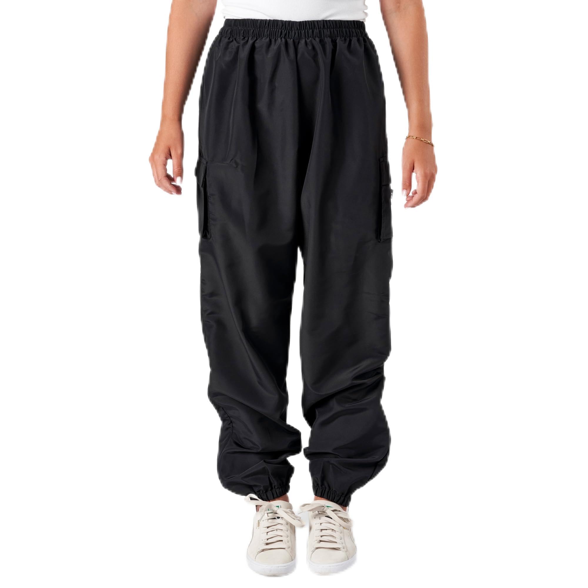 Groomers Cargo Trousers with Cuffed Hem Black - Large Size: Large