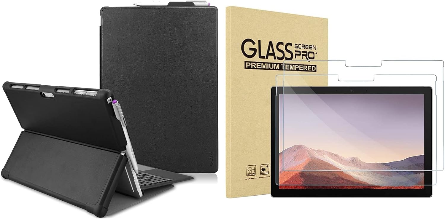 ProCase Slim Case for Surface Pro 7 Plus/Pro 7/ Pro 6/ Pro 5/ Pro 2017/ Pro 4/ Pro LTE Bundle with Screen Protector for Surface Pro 7 Plus/Surface Pro 7 / Pro 6 / Pro 5 / Pro 4
