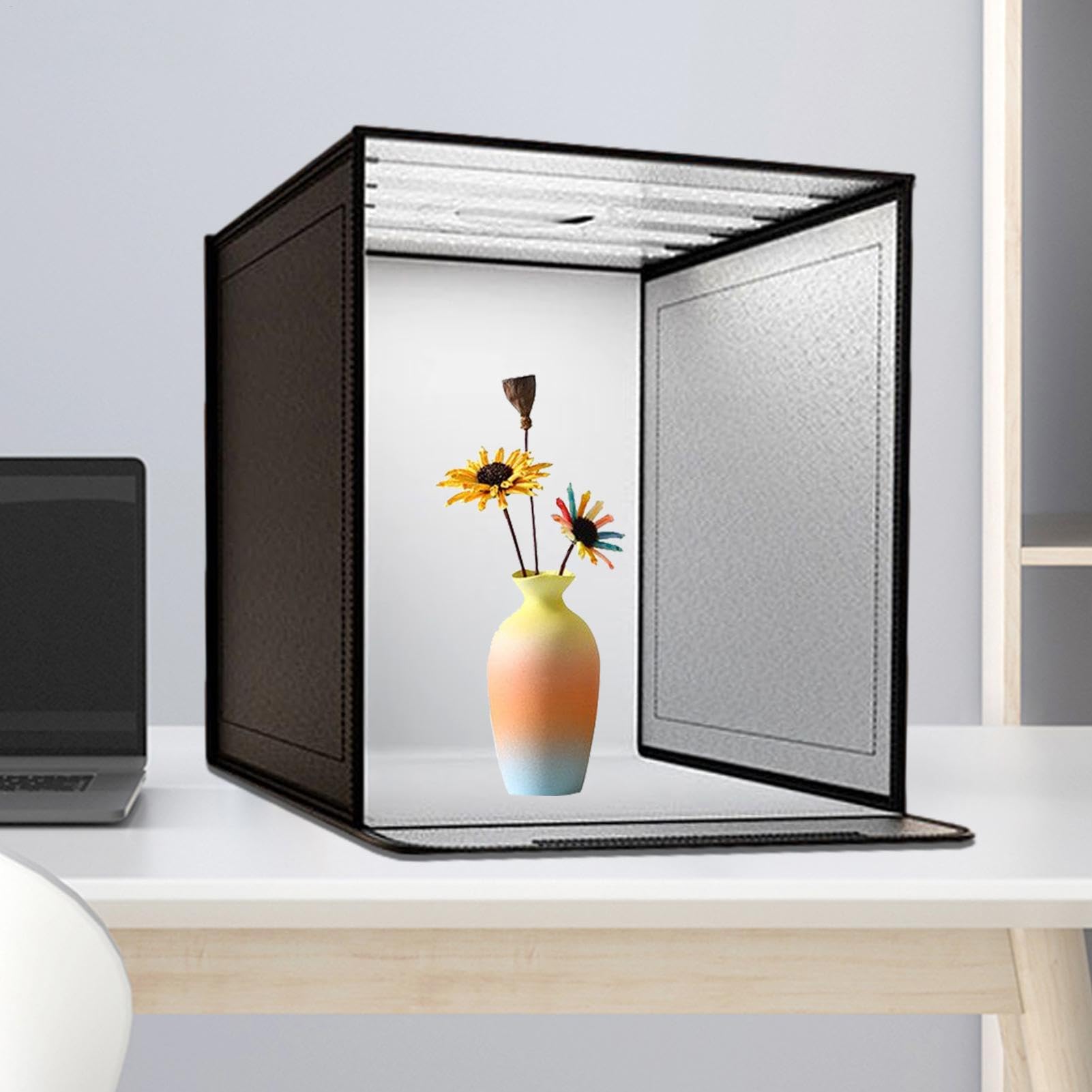 Boîte à lumière pour studio photo - 44 x 44 cm - Cabine de tente pliable avec lumière LED - Accessoires de séance photo pour amateurs et photographes professionnels