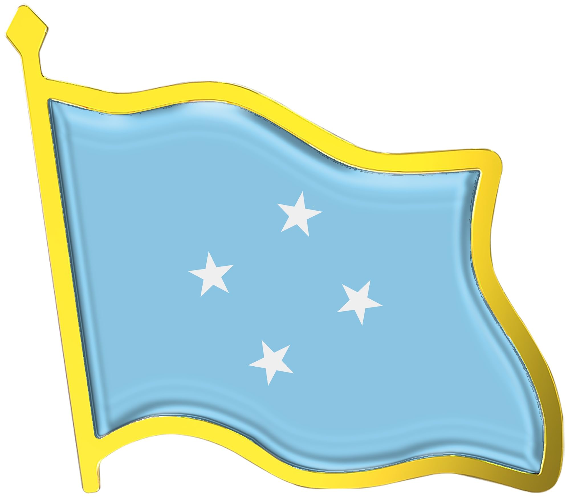 Micronesia Flag Lapel Pin - Enamel Metal National Badge | World Travel Souvenir Gifts for Men & Women | Country Flag Patriotic Brooch Bulk Pack of Pins for Hat, Tie, Clothes, Backpack (1pc)