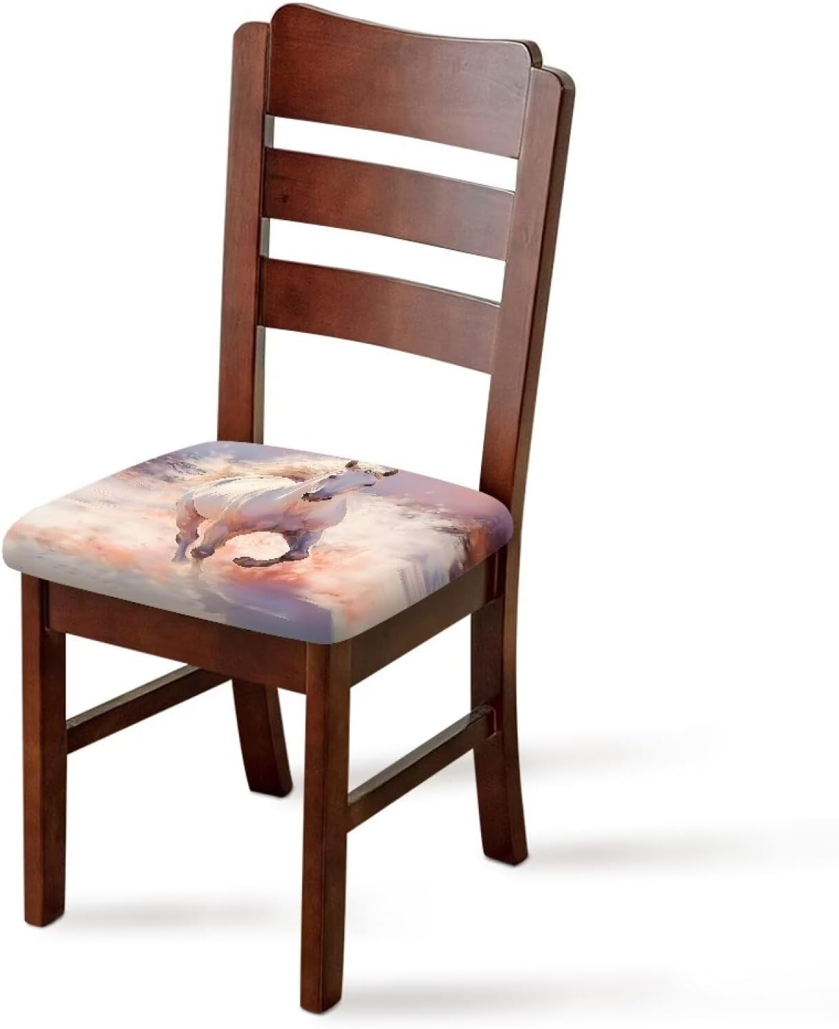 Kuiaobaty Set of 4 Dining Chair Seat Covers Stretch Home Hotel Party Chair Seat Cushion Cover Removable Comfy Furniture Protector Slipcovers with Elastic Bands Running Horse Print