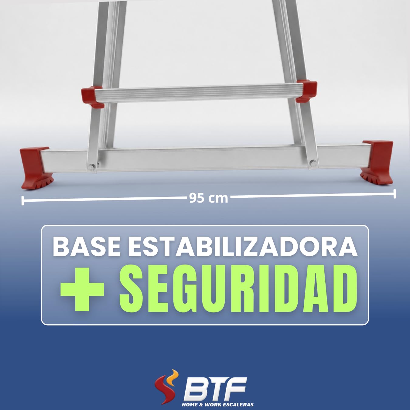 Escalera Telescópica de Aluminio Articulada 4x5 Peldaños | BTF Escalera Extensible Plegable Multiposición hasta 4,7m, Tijera 2,3m, Carga 150kg, Norma EN131