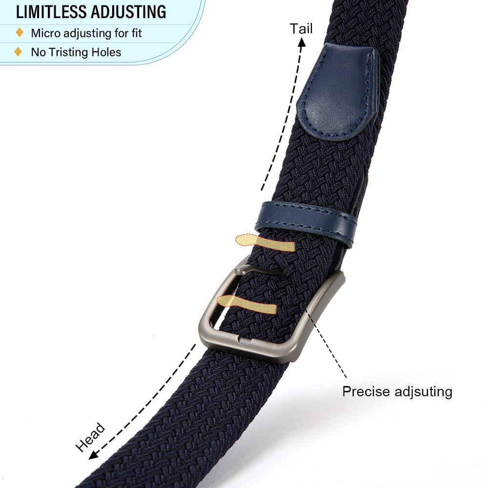 DOOPAI Braided Stretch Belt for Men, Elastic Woven Belt, casual Fabric Golf Belt, 1 3/8" for golf pants jeans, Gift Box - Image 4