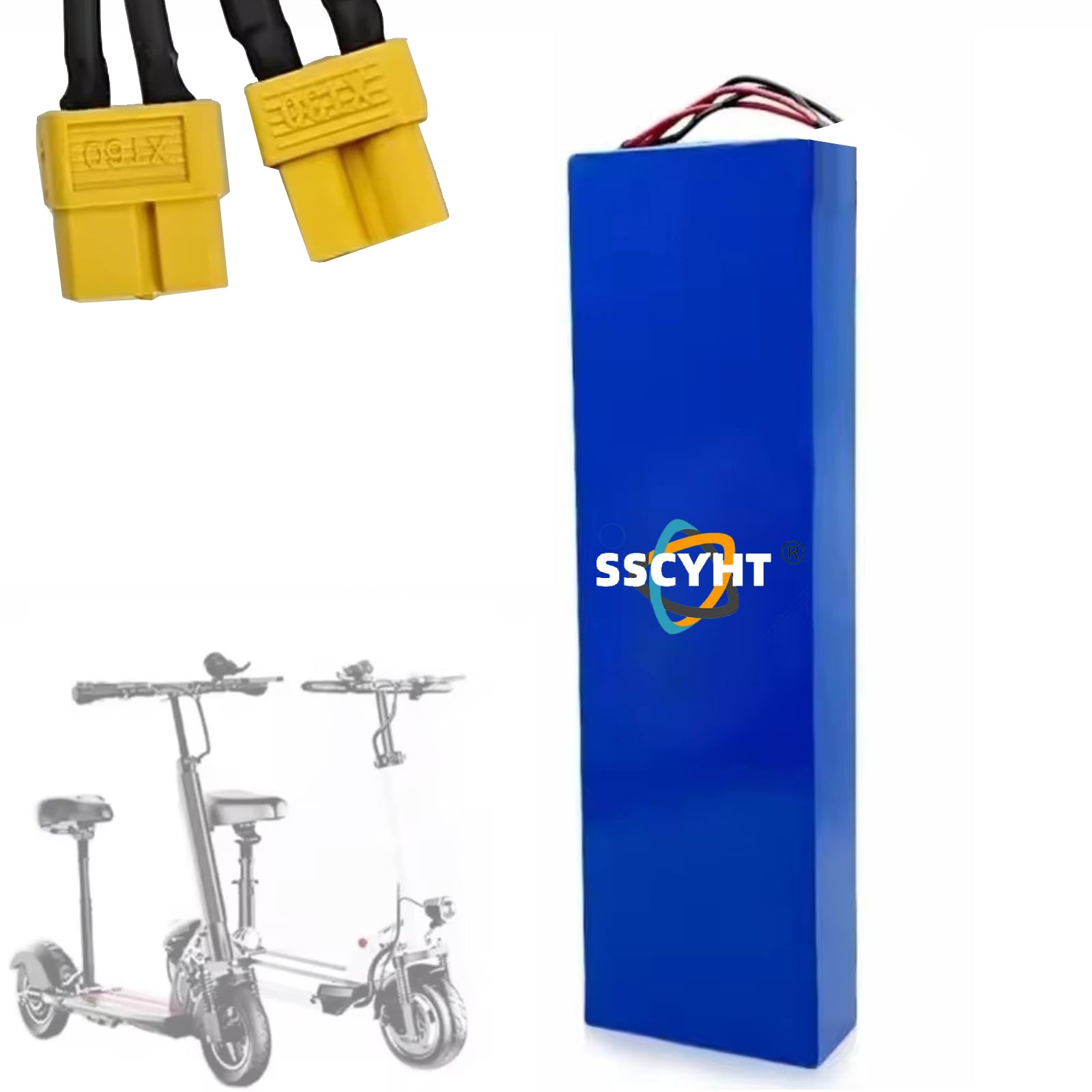 Batterie de Trottinette 48 V 13 Ah Bloc-Batterie au Lithium 48 V pour Trottinette électrique M4 Accessoire de Remplacement avec connecteur et enveloppe en PVC.