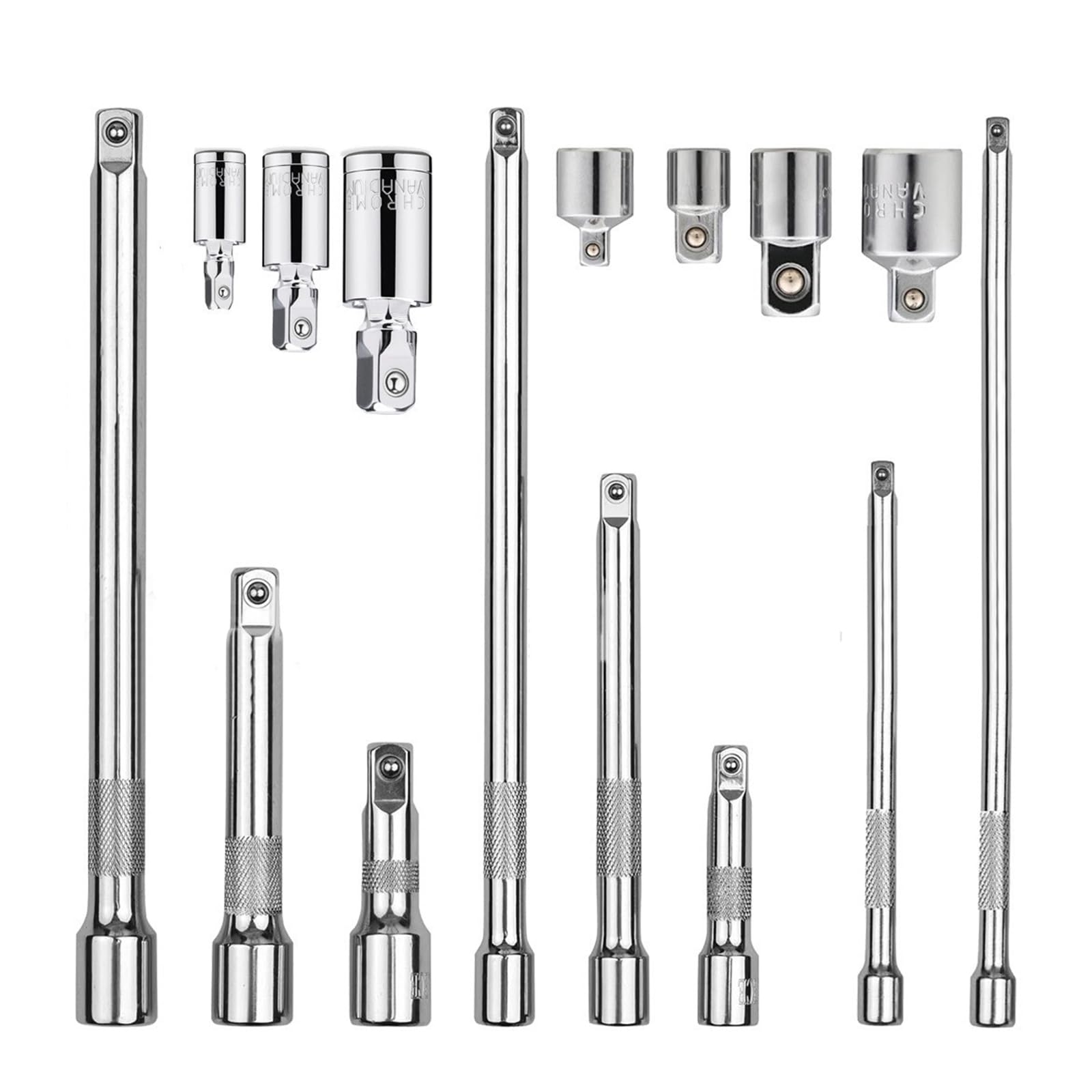 Juego de 15 varillas de extensión de 1/2 pulgada, 3/8 pulgadas, 1/4 pulgadas, extensor de enchufe de impacto de acero, fácil de operar para llave de vaso