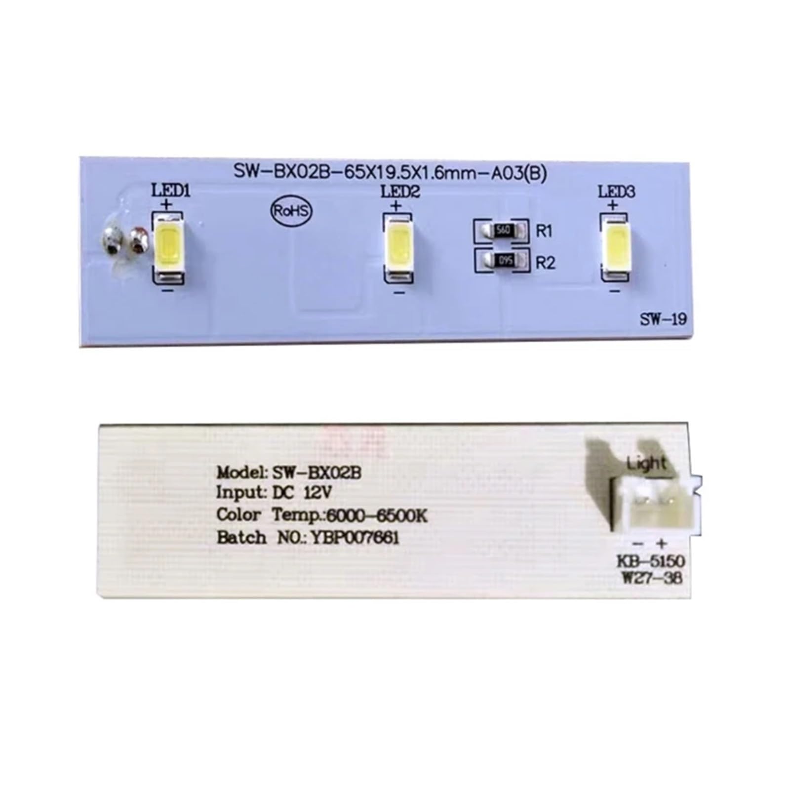 Tiras de luz led de repuesto para frigoríficos, Tira de luces LED for refrigerador SW-BX02B P9JD DC12V for ZBE2350HCA (6,5 x 1,95 cm)