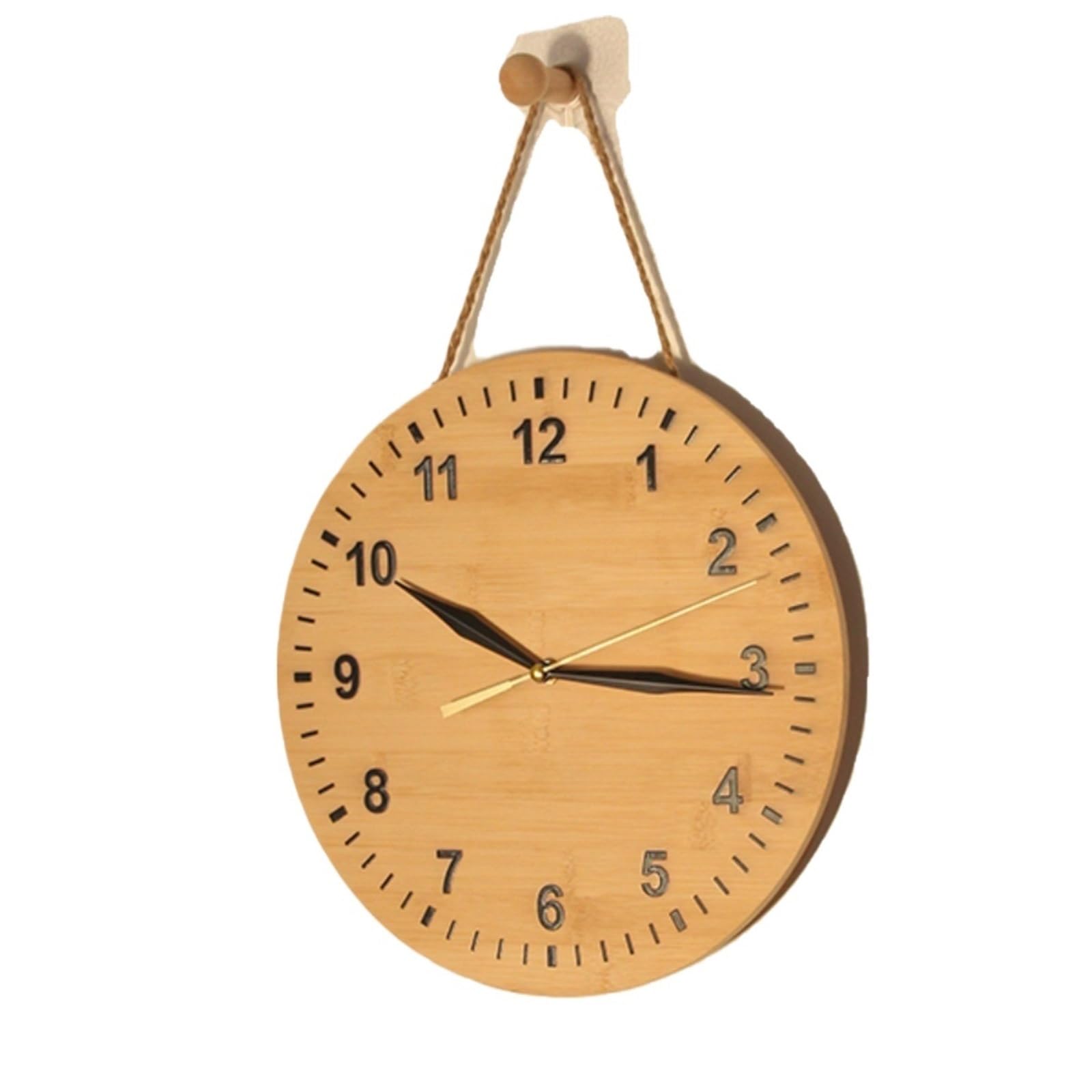S5b8W3g7 Modern Quartz Nordic solid wood bamboo wall clock silent battery power suitable for home use Wall Clock