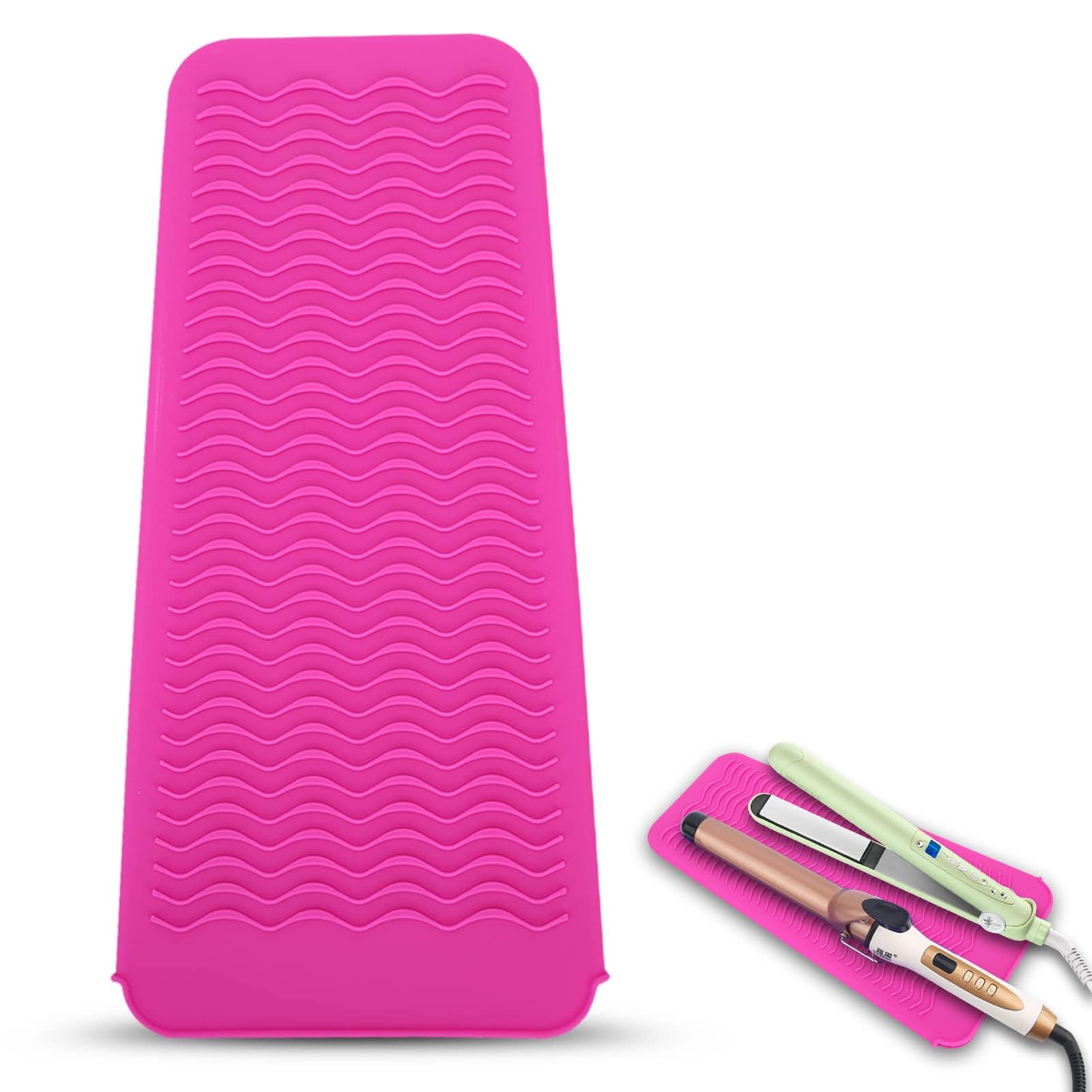 Straightener Holder, Silicone Cover Pouch Travel Hair Curler(Rose Red)