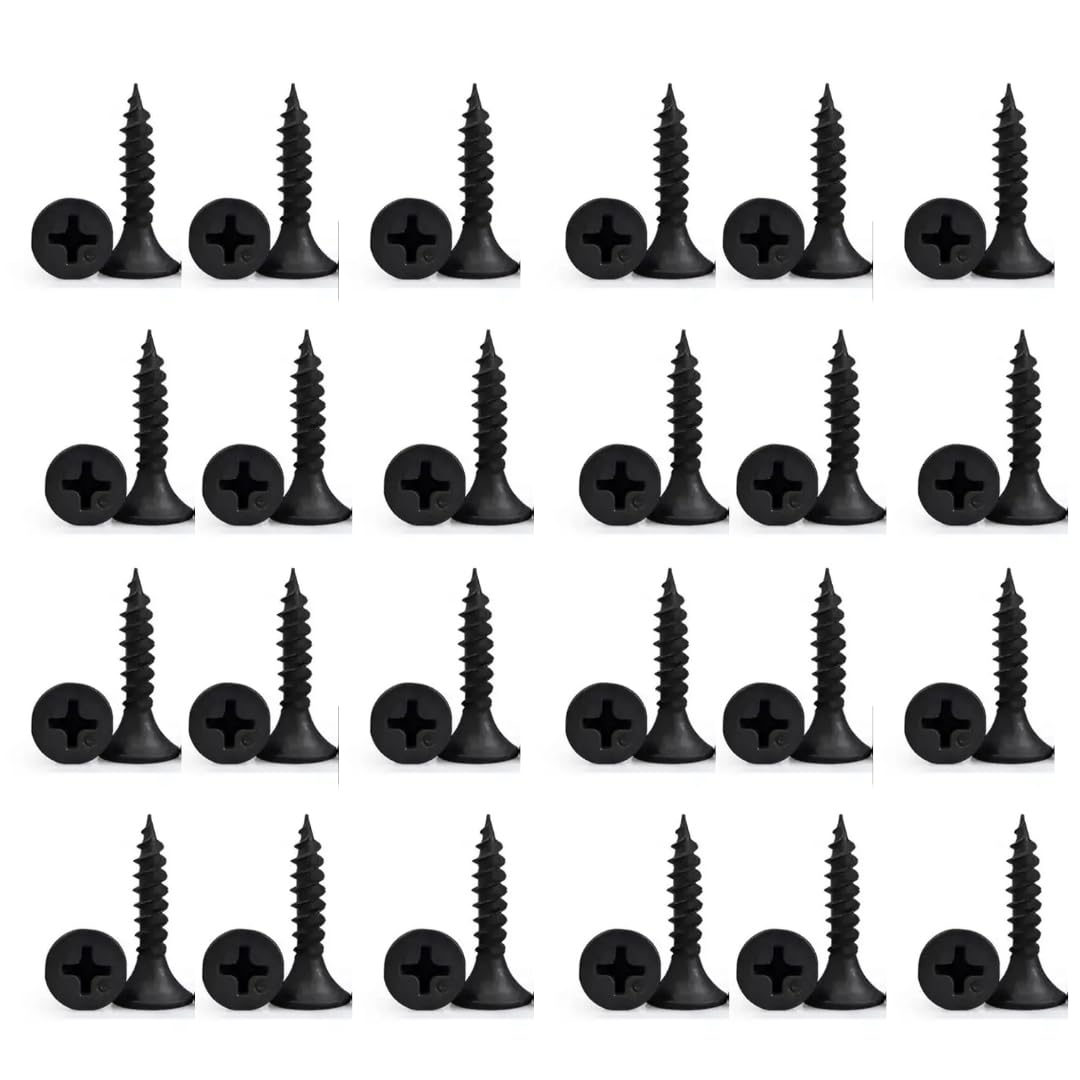 Hi-Plasst Pack of 300, 19mm (0.7") Black Self Drilling Bugle Head Drywall Screws for Gypsum Board - Phosphate Coated for Metal and Wood Studs, Ceiling & Partition Walls (Size #6, 3.5mm thickness)