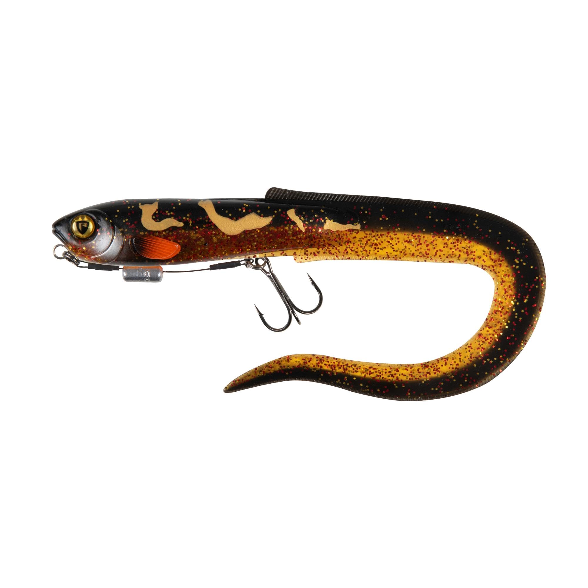 Fox Rage Slick Eel Ultra UV 21cm 4g Burbot, Curly Tail, Pike and Zander Lure, Weighted Harness, Hook Size 2, Trace b.s 75lb, Code NRR085.