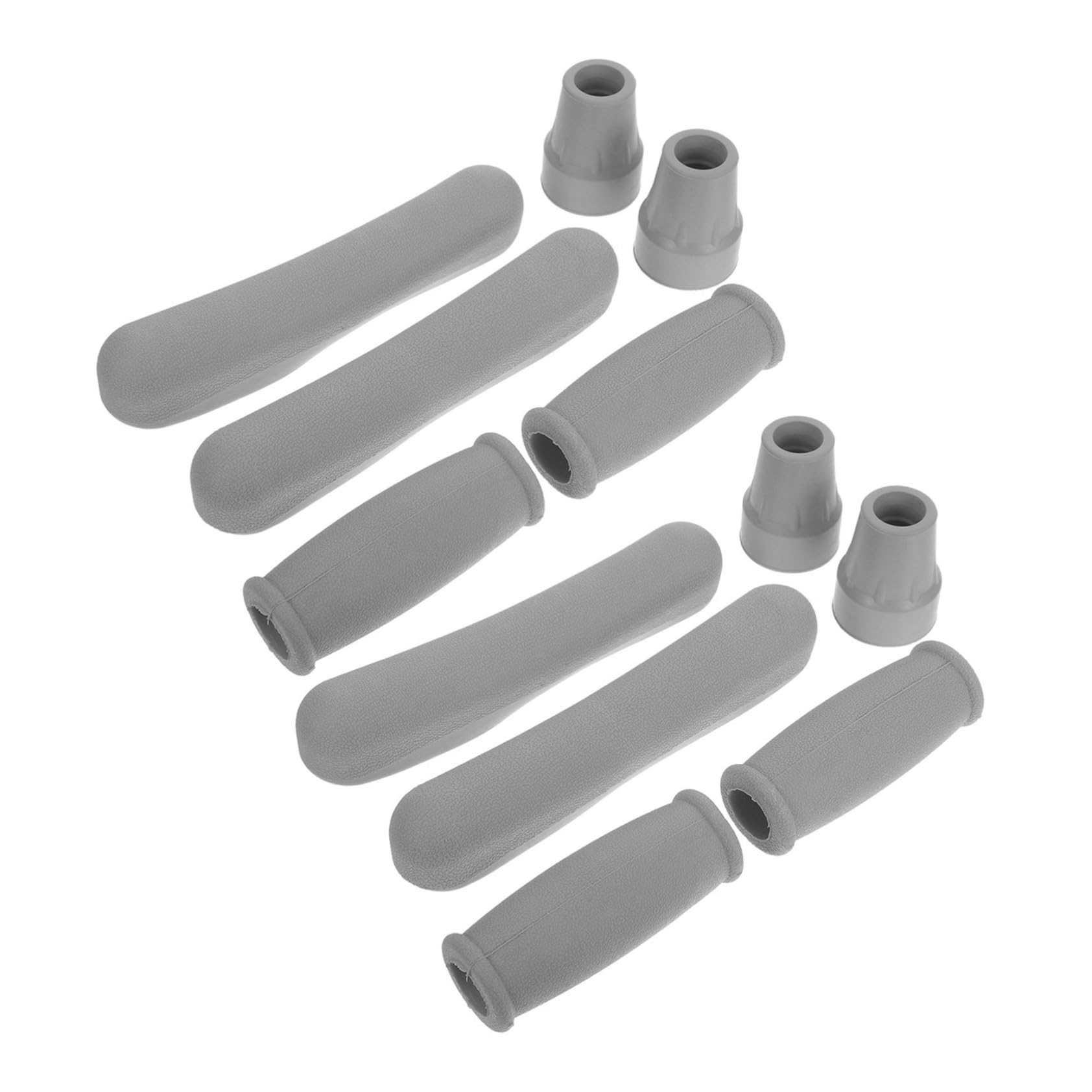 Healeved 4 Set Cuscinetti Maniglia Morbidi Tappi Gomma Antiscivolo per Stampelle Ricambi Gommini per Deambulatore Grips Ergonomici Colore Grigio