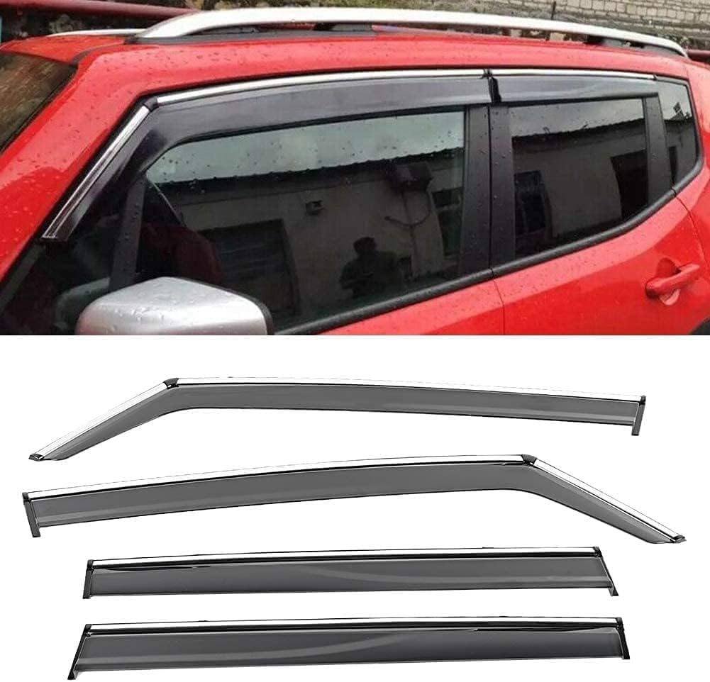 Fengxh Normal 4Pcs Smoke Tint Car Window Deflectors For Jeep Renegade 2016-2019