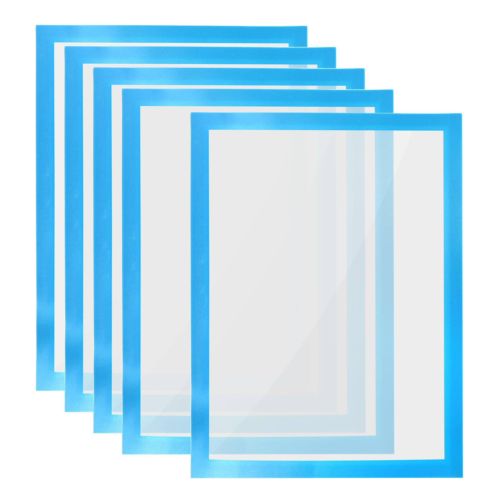 PATIKIL 8"X12" Magnétique Affichage Cadre, 5 Paquet A4 Auto-Adhésif Magnétique Panneau Support Double Fenêtre Panneau Support pour Mur Bureau Réfrigérateur, Bleu