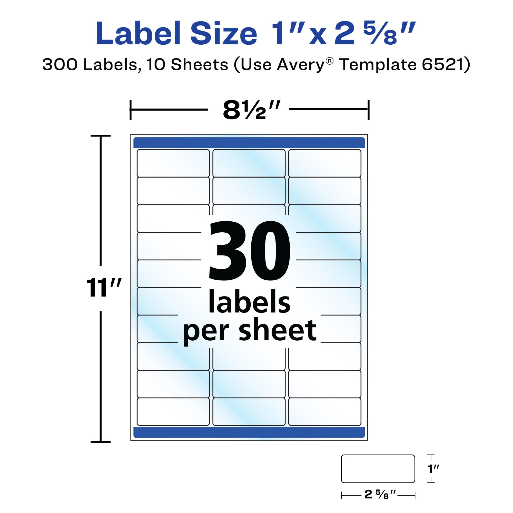Avery Printable Address Labels with Sure Feed 1 x 2-5 8 Glossy Clear 300 Blank Mailing Labels for — view 7