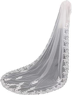 Wedding Veil 1 Tier Long Bridal Veil Floor cathedral with Comb,Hen Night Fancy Dress Tulle Veil Head Wear Wedding Accessory (white)