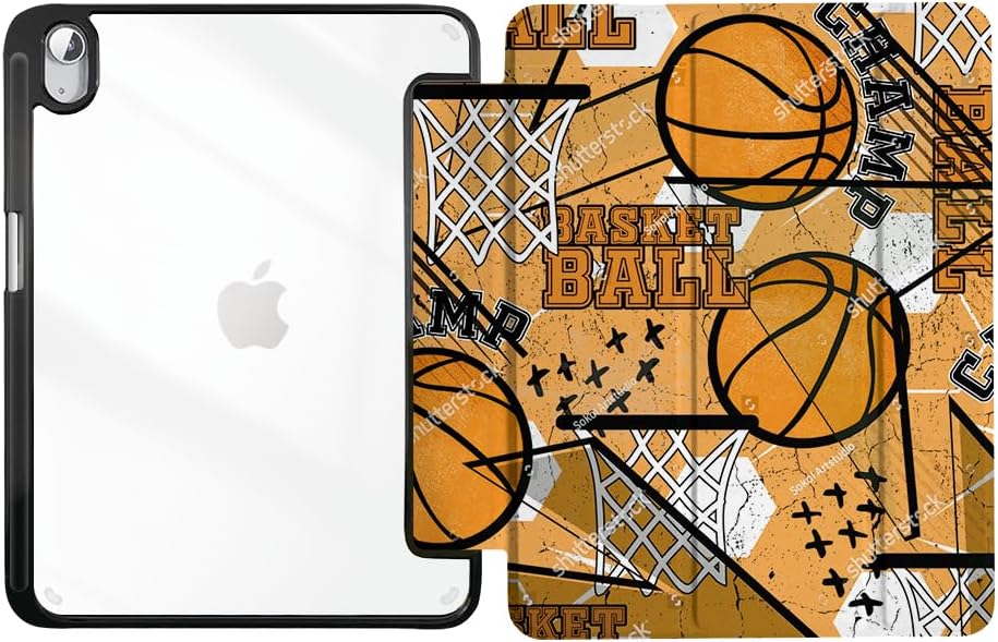 iPad Air 11 Inch Case 7th Generation M3 2025,iPad Air Cover for 7th/6th/5th/4th Gen (11/10.9 Inch,2025/2024 M2/2022/2020), iPad Pro 11 Inch,Pencil Holder, Pencil Charging,Basketball