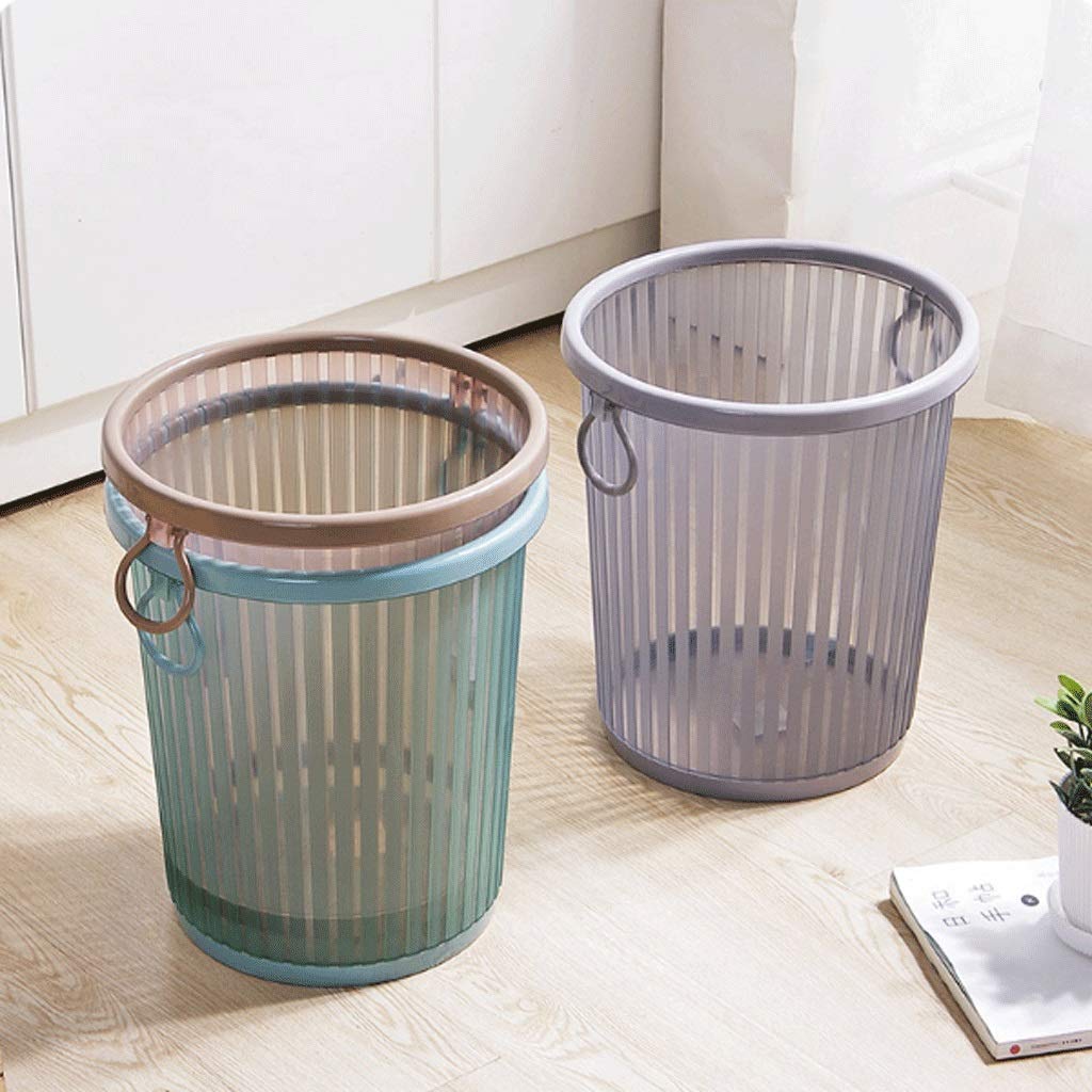 Trash Can Large Plastic Waste Storage Bins Without Lid Rubbish Bin for Bathroom Bedroom Kitchen Indoor Recycling Bins Waste Basket (Color : Brown Size : Medium) (Brown Large)