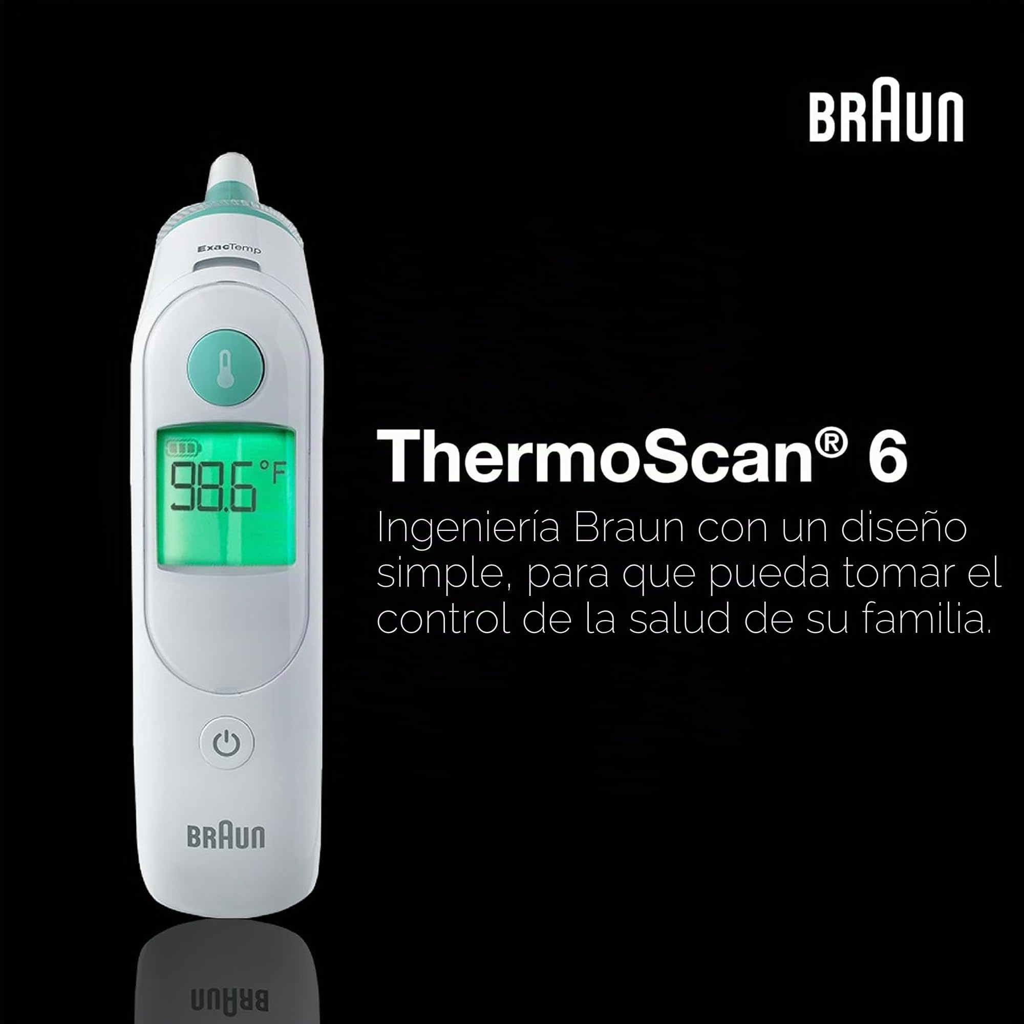 Braun ThermoScan 6, IRT6515 - Termómetro digital de oído para adultos, bebés, niños pequeños y niños - Rápido, suave y preciso con resultados codificados por colores