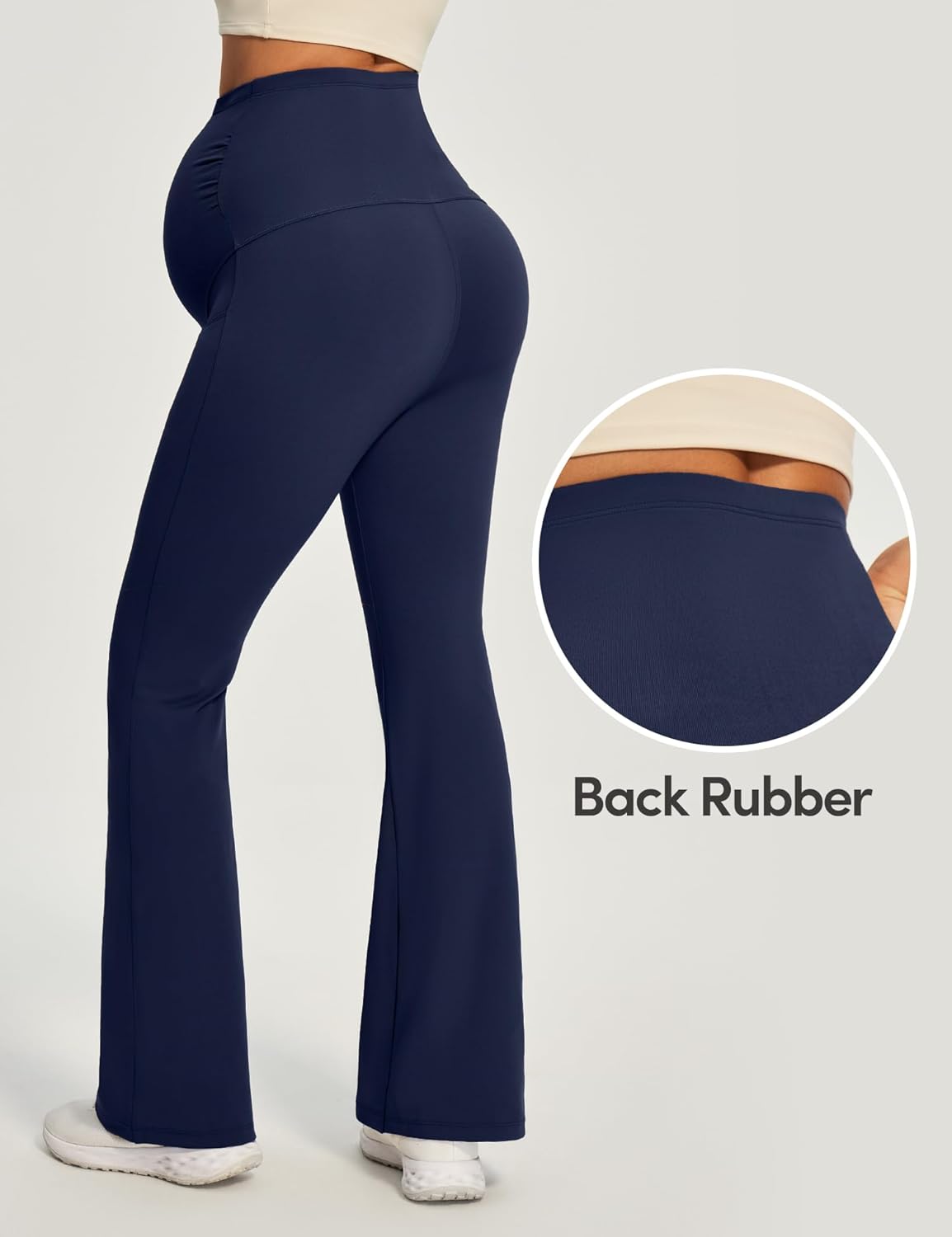 IUGA Maternity Yoga Pants for Work Maternity Flare Leggings for Women with Pockets Soft Pregnancy Over The Belly - Image 3