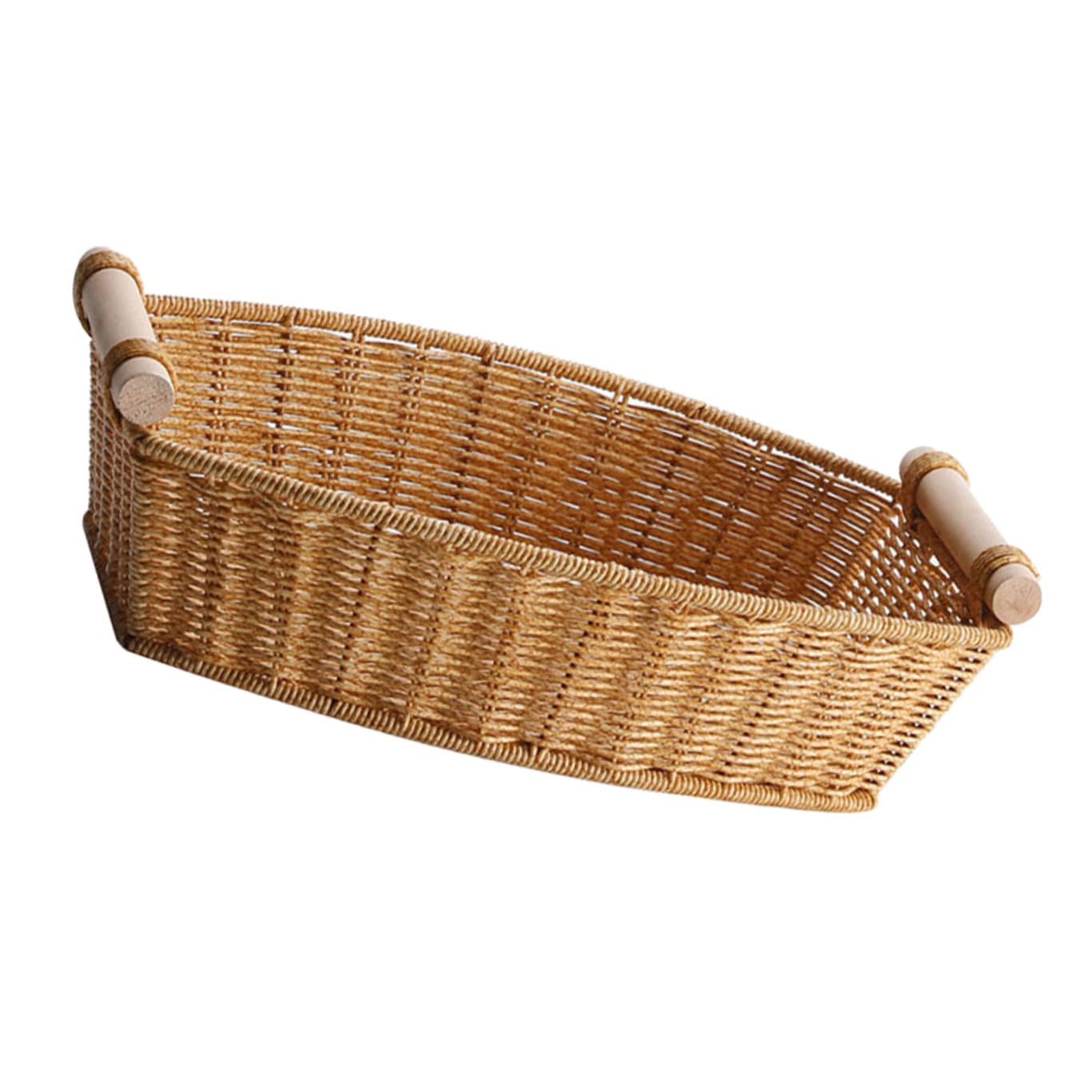 Cesta de pan tejida a mano en PP resistente para frutas y snacks de cocina rústica