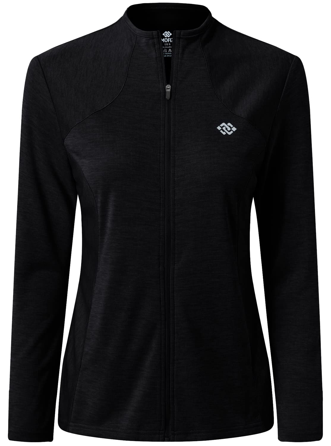 MoFiz Chaqueta Deportiva Mujer Sudadera Ligera de Manga Larga Transpirable con Cremallera Completa Cuello Redondo sin Capucha Running Fitness Yoga — view 8