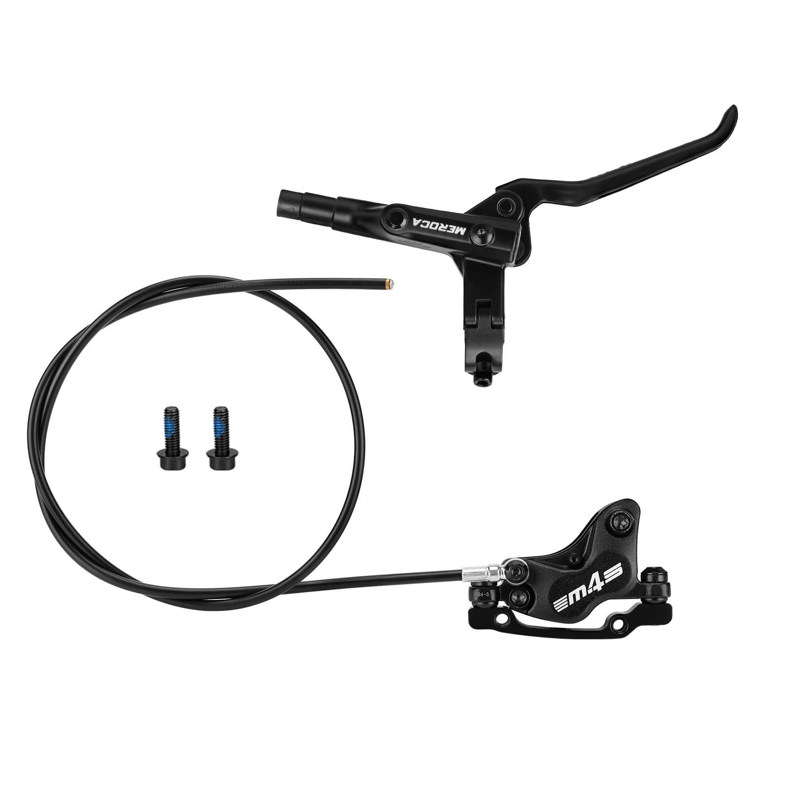 Juego de frenos de disco hidráulicos para bicicleta de montaña de 4 pistones, frenos bilaterales en V, incluye cables delanteros y traseros, pinzas y palancas de repuesto para bicicleta