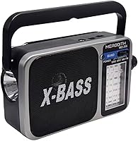 Portable AM FM SW1 SW2 Shortwave Multiband Radio with X-BASS, Flashlight & Headphone Jack - Compact Travel Companion