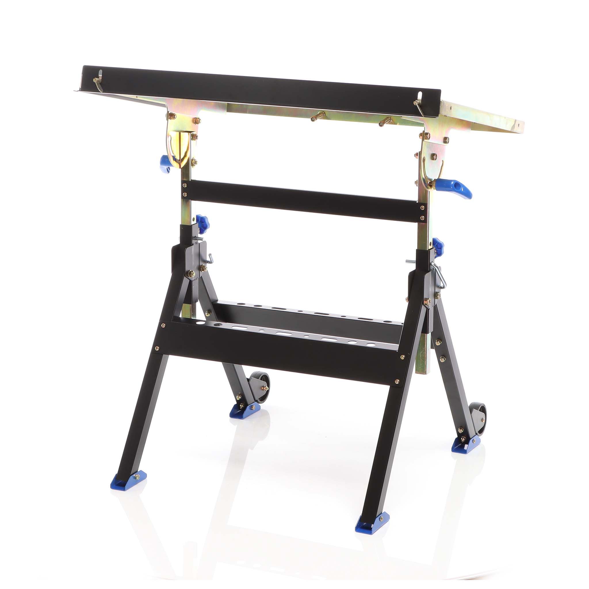 XPOtool Banco saldatura pieghevole max 150 kg, carrello regolabile in altezza 735-860 mm, inclinabile fino a 90°