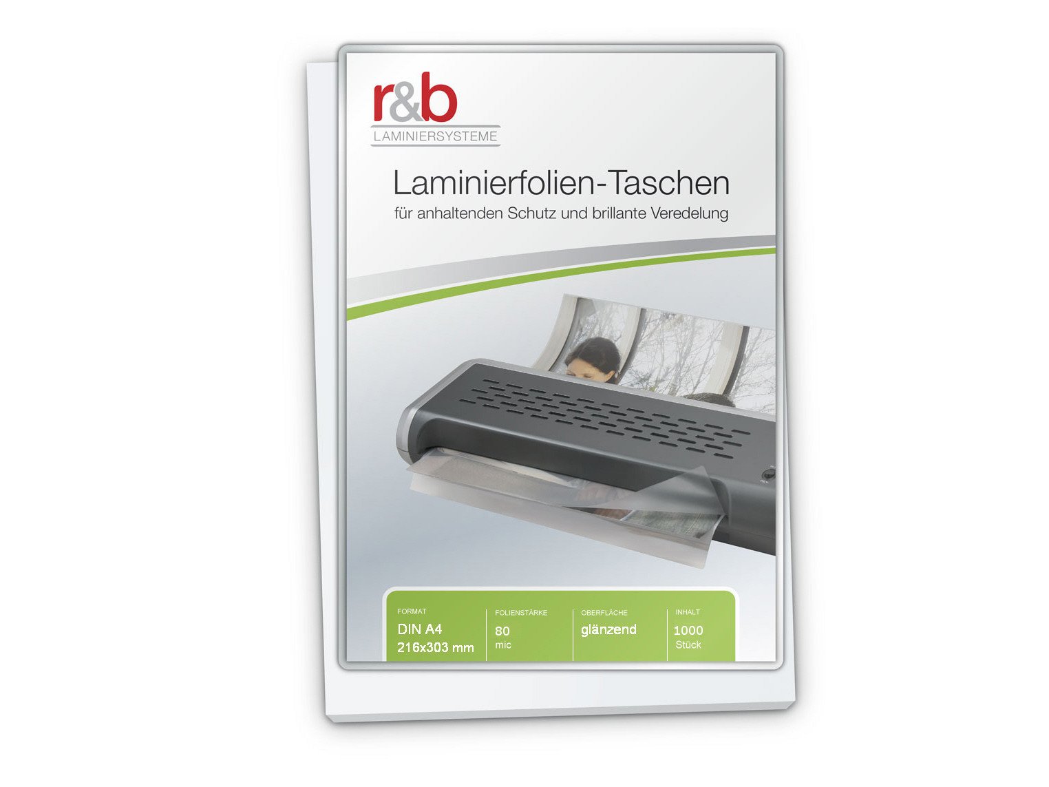 1 TAUSEND PREMIUM Laminierfolien aus hochwertigster Verarbeitung A4 (216 x 303 mm) in 2x 80 MIC, OHNE WASSERZEICHEN - Für Dokumente, Fotos oder Karten – Wasserfest, unzerreißbar in Glänzend