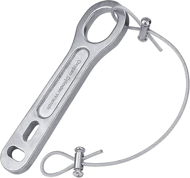 Oxygen Tank Key, Sturdy Heavy Duty Oxygen Cylinder Wrench with Metal Wire Chain, O2 Tank Key for CGA 870 Standard Post Valves