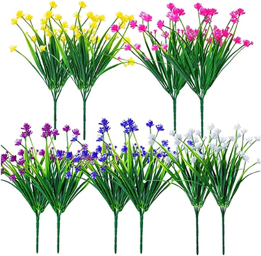 SUSUFAIRY Artificial Flowers Outdoor Decoration UV Resistant Fake Plastic Plants Outside Indoor Hanging Faux Greenery Shrubs Arrangement for Vase Porch Window Box Patio Wedding Home 4 Pack (Pink)