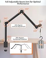 Vista 4 de HEMMOTOP Magic Arm Soporte de escritorio/abrazadera, brazo de cámara ajustable de 28 pulgadas para iPad, soporte de iPhone superior, para micrófono