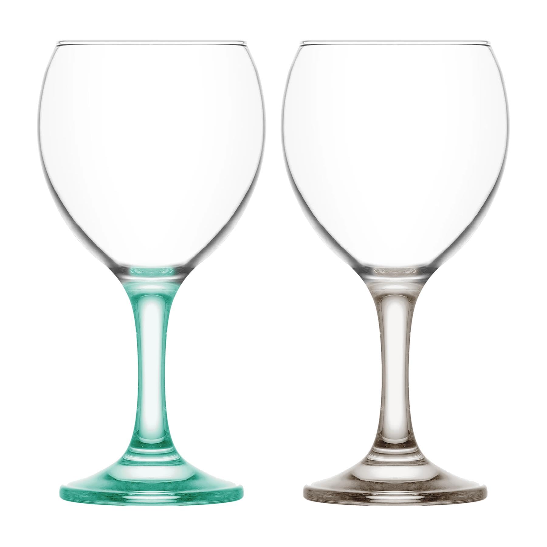 LAV 260ml Misket Verres à Vin - Tige Colorée - 12x Lavable au Lave-Vaisselle Verre Mariage Noël Anniversaire Fête Boire Verrerie Gobelet Cadeau
