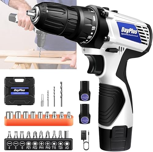 Miniatura 1 de Destornilladores eléctricos inalámbricos, juego de destornilladores eléctricos con batería de 2 piezas y cargador rápido, ajuste de par 18+1,