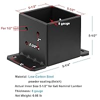 Vista 2 de 2 PCS Bases para Postes de 6x6, Soportes para Postes de 6x6 Calibre 8, Anclaje para Postes de Concreto Resistente Soporte de Pérgola para Terraza