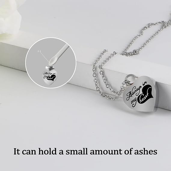 Small Urns for Human Ashes Keepsake, Mini Cremation Urn for Pet Ashes, Sharing Baby Dog Cat Necklace Holder, Tiny Little Memorial Gifts Funeral Urn for Ashes - Heart Shaped Box with Blue Light