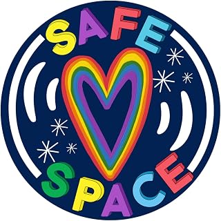 This is A Safe Space Magnet, Round Inspirational Magnetic Decals for Cars, Refrigerators, Lockers, Whiteboards, Diversity and Inclusivity Magnets for Classrooms, 5.5 Inches (Blue Heart Safe Space)