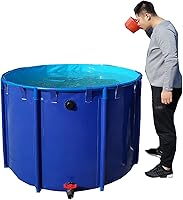 Vista 3 de Piscina sobre el suelo redonda de lona para estanque de peces con soporte de metal plegable para niños para colector de agua, barril de lluvia